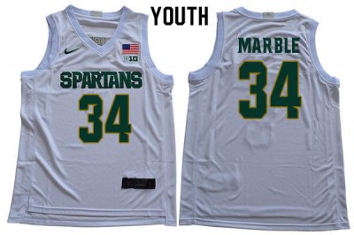 Youth Julius Marble Michigan State Spartans #34 Nike NCAA 2020 White Authentic College Stitched Basketball Jersey OG50M05VN